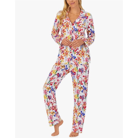 New BedHead Classic Long Sleeve Pajama Set in Brilliant Blooms Large - Picture 1 of 9